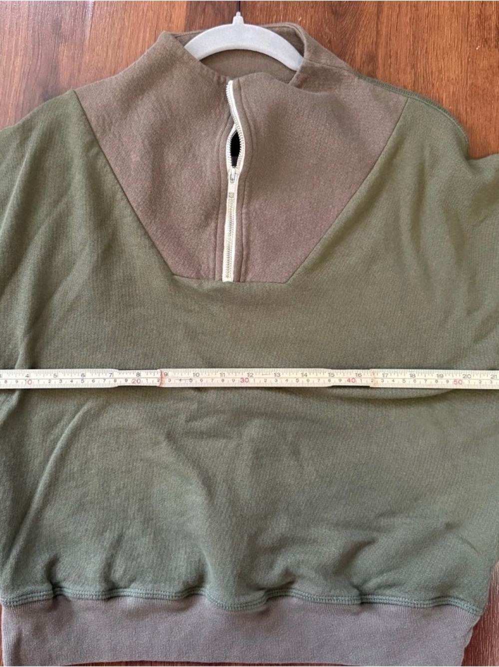 THE GREAT. Olive Tone Colorblock Half-Zip Pullover 2/M - Picture 4 of 7